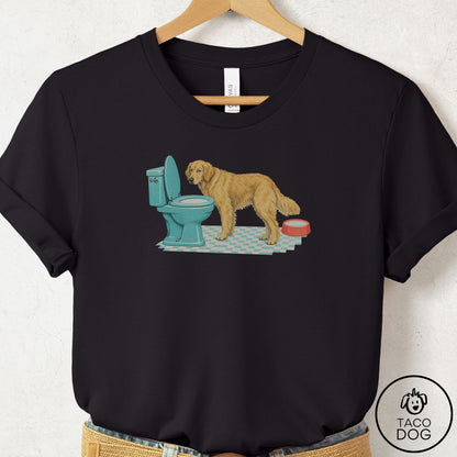 Golden Retriever Toilet T-Shirt Black Taco-Dog