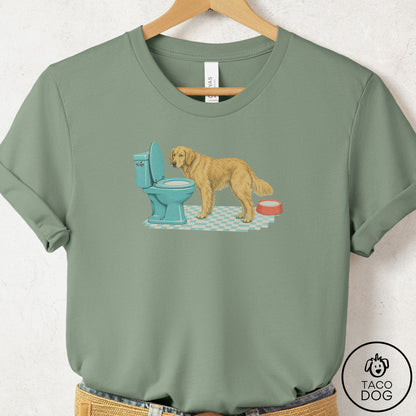 Golden Retriever Toilet T-Shirt Sage Taco-Dog