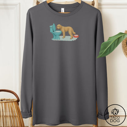 Doodle Toilet Long Sleeve Tee Asphalt Taco-Dog