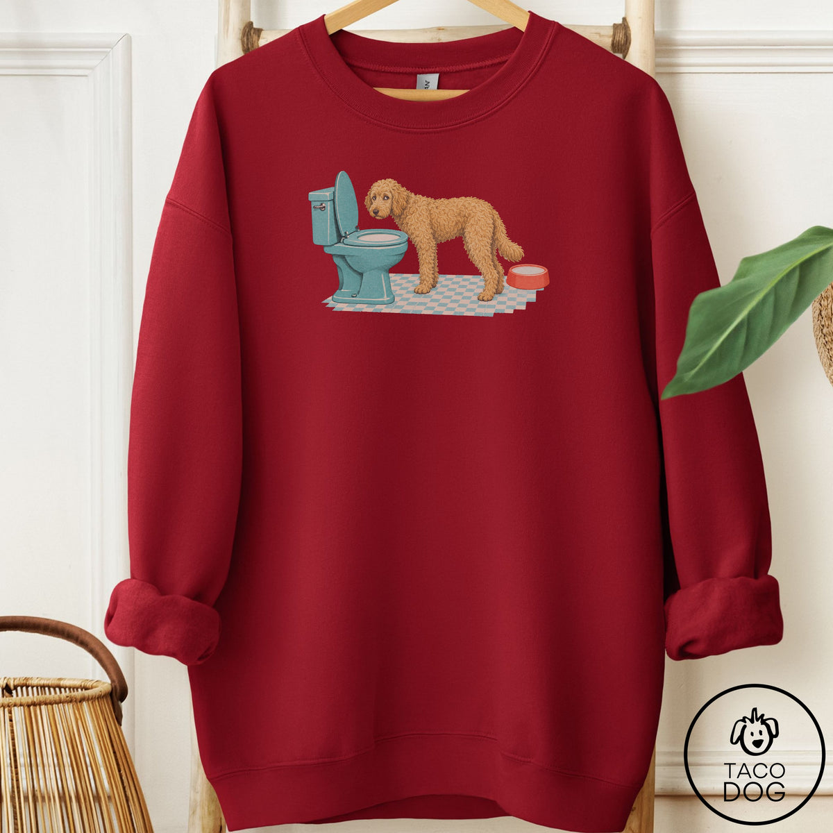 Doodle Toilet Sweatshirt Garnet Taco-Dog