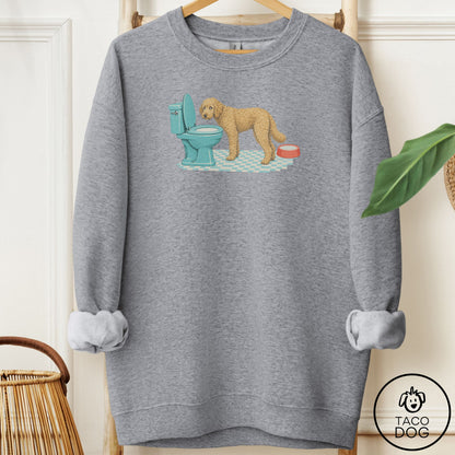 Doodle Toilet Sweatshirt Graphite Heather Taco-Dog