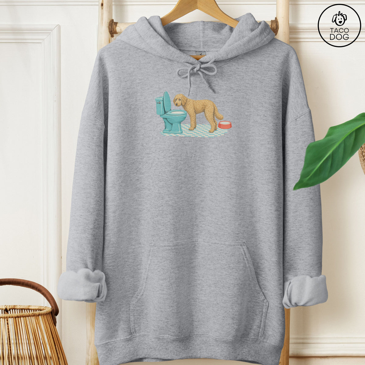 Doodle Toilet Hoodie Graphite Heather Taco-Dog