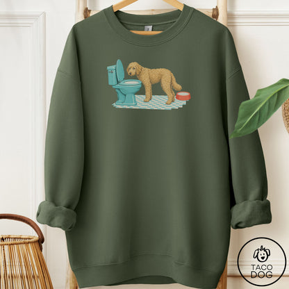 Doodle Toilet Sweatshirt Military Green Taco-Dog