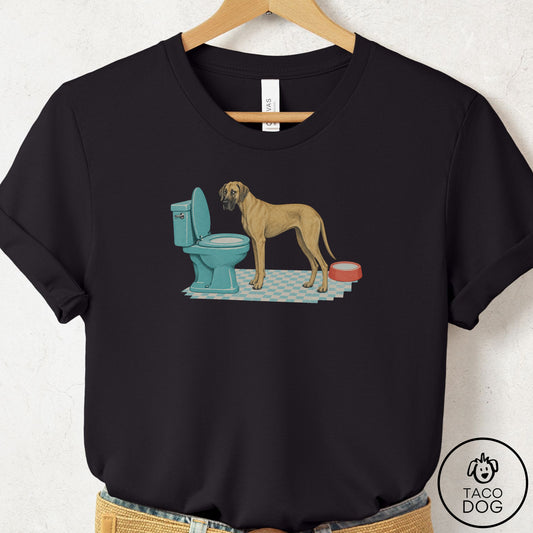 Great Dane Toilet T-Shirt Black Taco-Dog