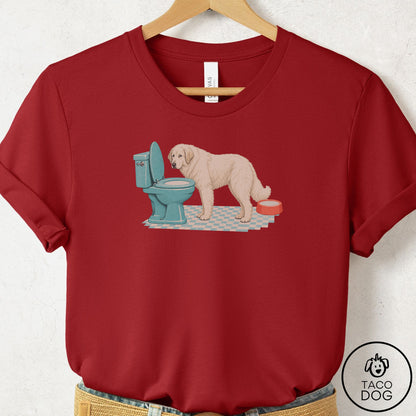 Great Pyrenees Toilet T-Shirt Canvas Red Taco-Dog