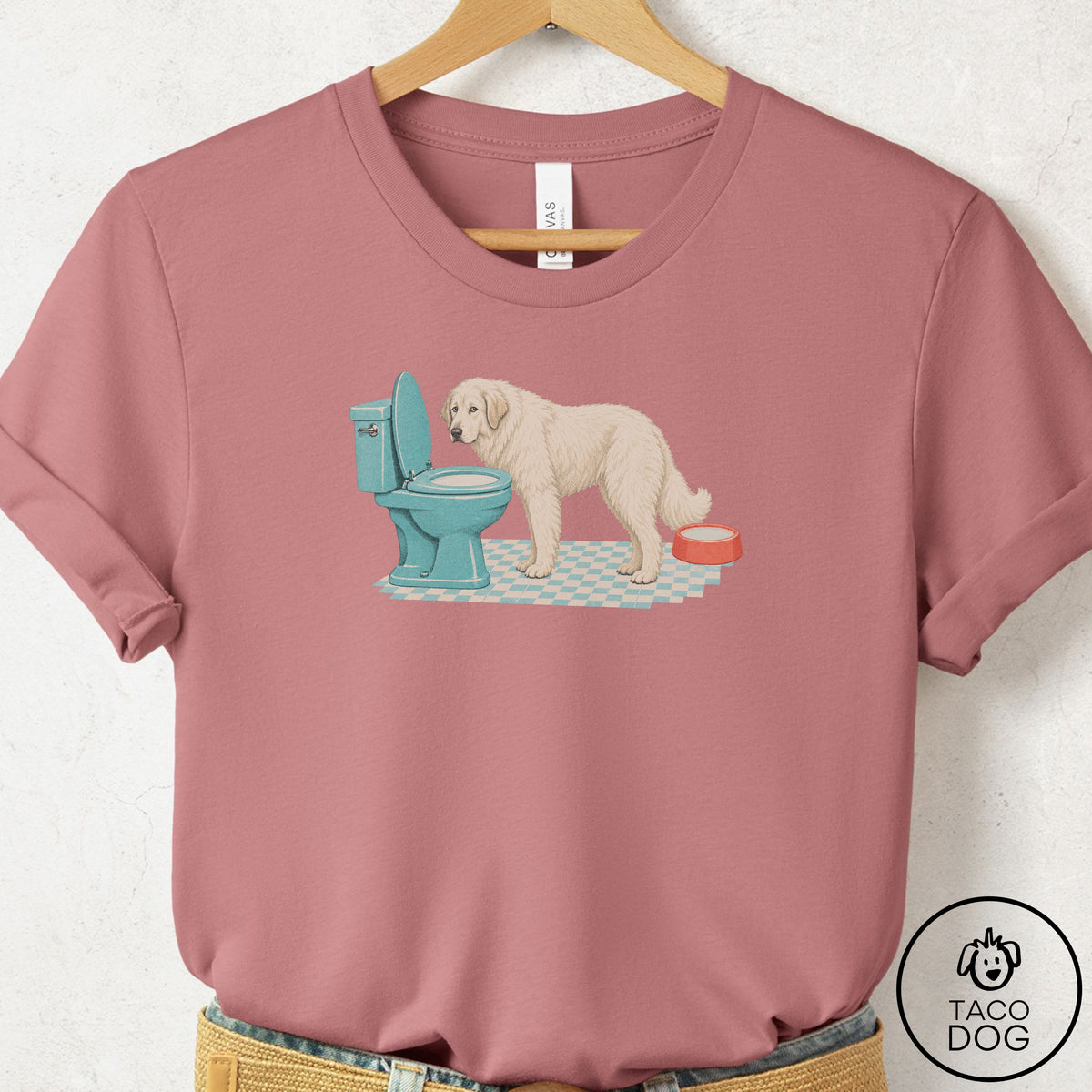 Great Pyrenees Toilet T-Shirt Mauve Taco-Dog