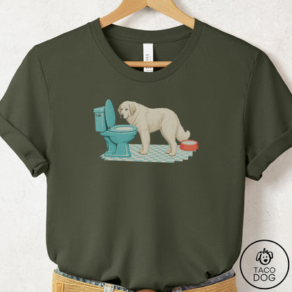 Great Pyrenees Toilet T-Shirt Military Green Taco-Dog