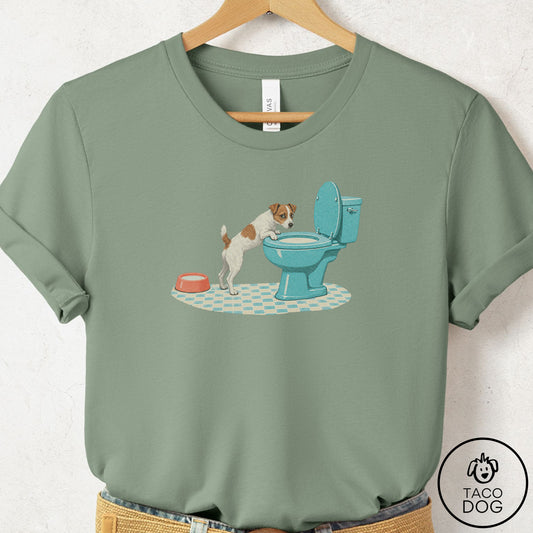 Jack Russell Toilet T-Shirt Sage Taco-Dog