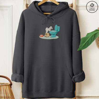 Maltese Toilet Hoodie Charcoal Taco-Dog