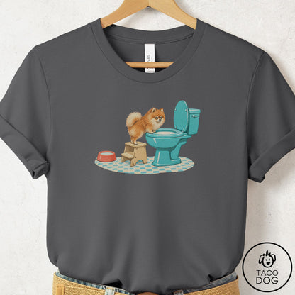 Pomeranian Toilet T-Shirt Asphalt Taco-Dog