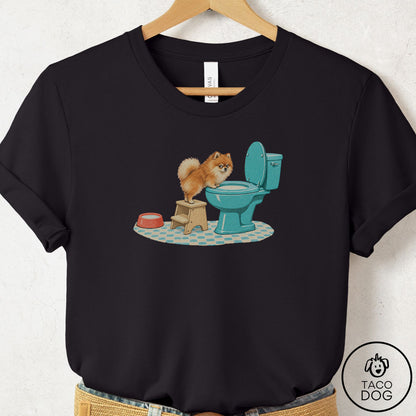 Pomeranian Toilet T-Shirt Black Taco-Dog