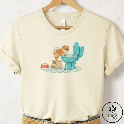 Pomeranian Toilet T-Shirt Natural Taco-Dog