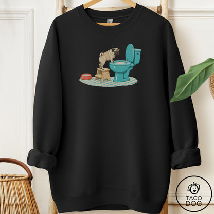 Pug Toilet Sweatshirt Black Taco-Dog