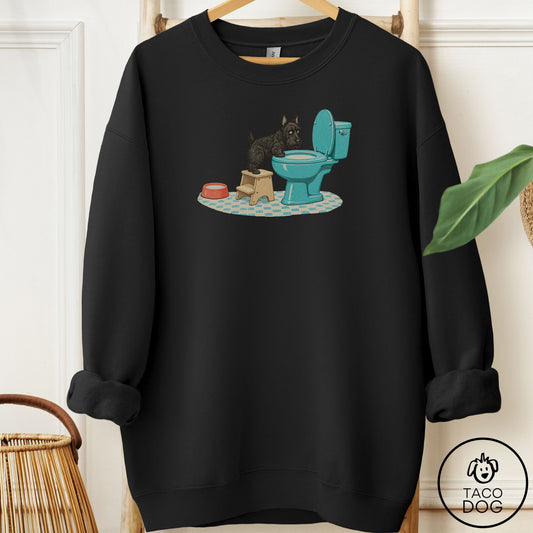 Scottie Toilet Sweatshirt Black Taco-Dog
