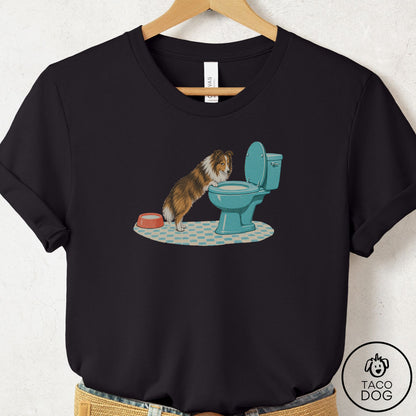 Shetland Sheepdog Toilet T-Shirt Black Taco-Dog