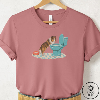 Shetland Sheepdog Toilet T-Shirt Mauve Taco-Dog