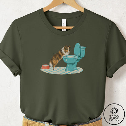 Shetland Sheepdog Toilet T-Shirt Military Green Taco-Dog