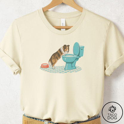 Shetland Sheepdog Toilet T-Shirt Natural Taco-Dog