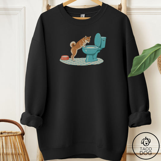 Shiba Inu Toilet Sweatshirt Black Taco-Dog