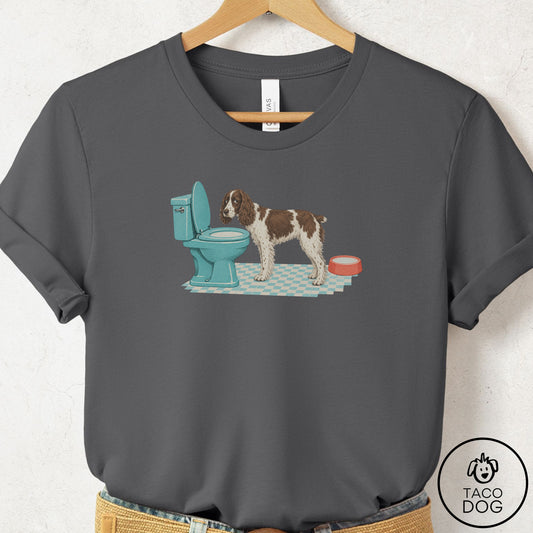 Springer Spaniel Toilet T-Shirt Asphalt Taco-Dog