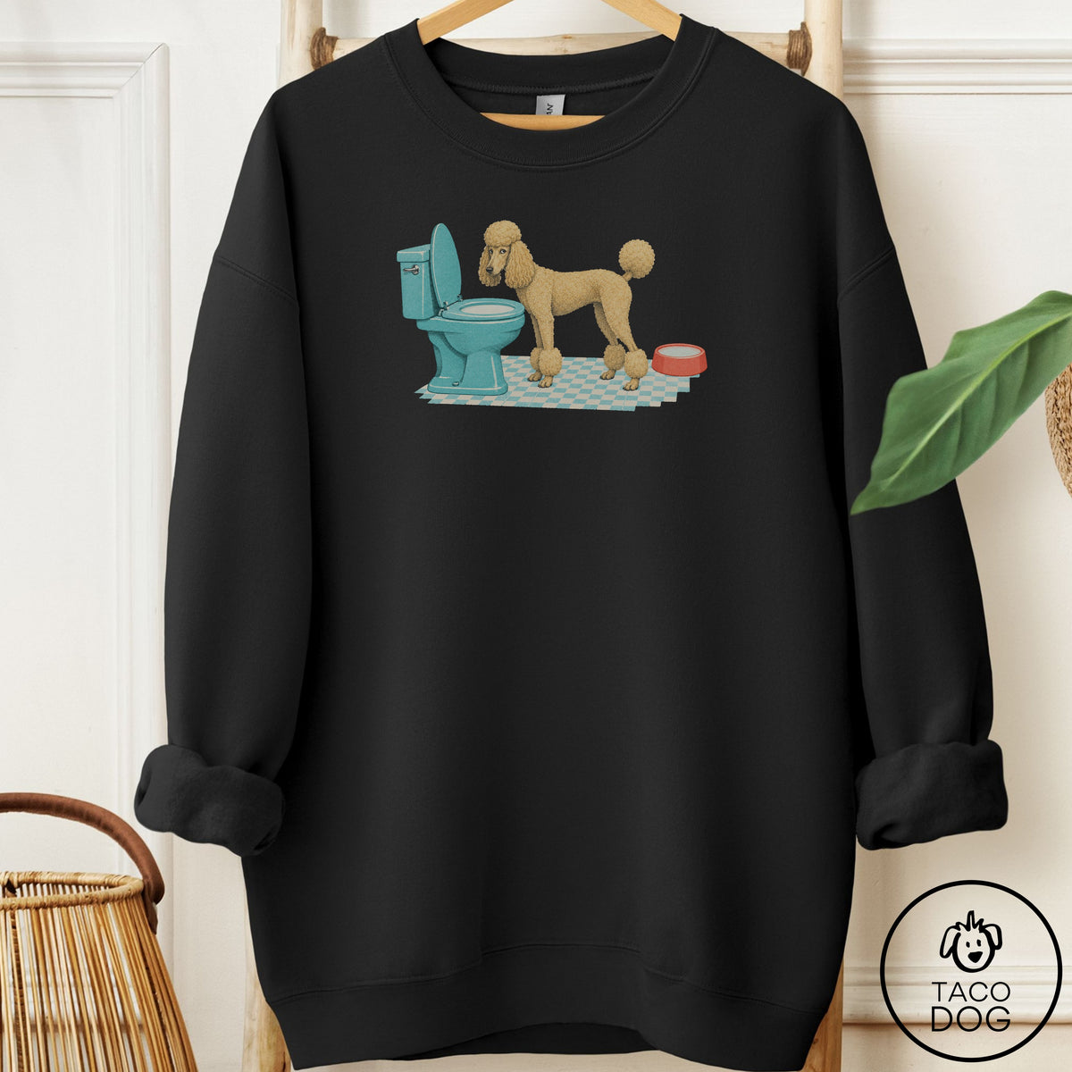 Poodle Toilet Sweatshirt Black Taco-Dog