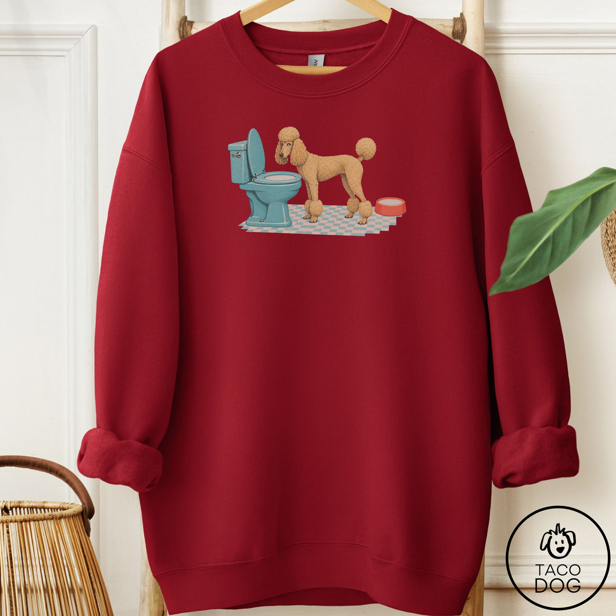Poodle Toilet Sweatshirt Garnet Taco-Dog
