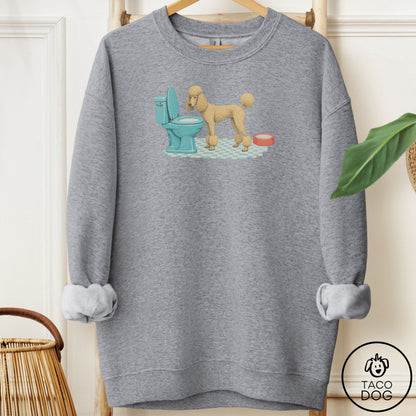 Poodle Toilet Sweatshirt Graphite Heather Taco-Dog