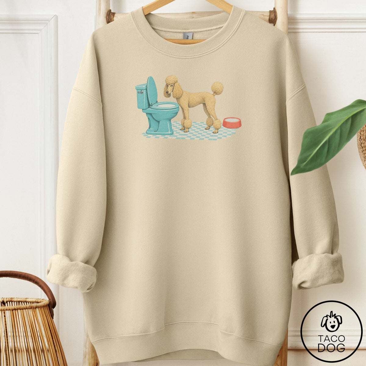 Poodle Toilet Sweatshirt Sand Taco-Dog