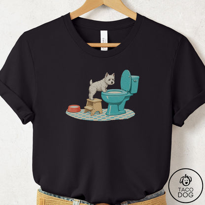 Westie Toilet T-Shirt Black Taco-Dog
