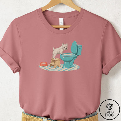 Westie Toilet T-Shirt Mauve Taco-Dog