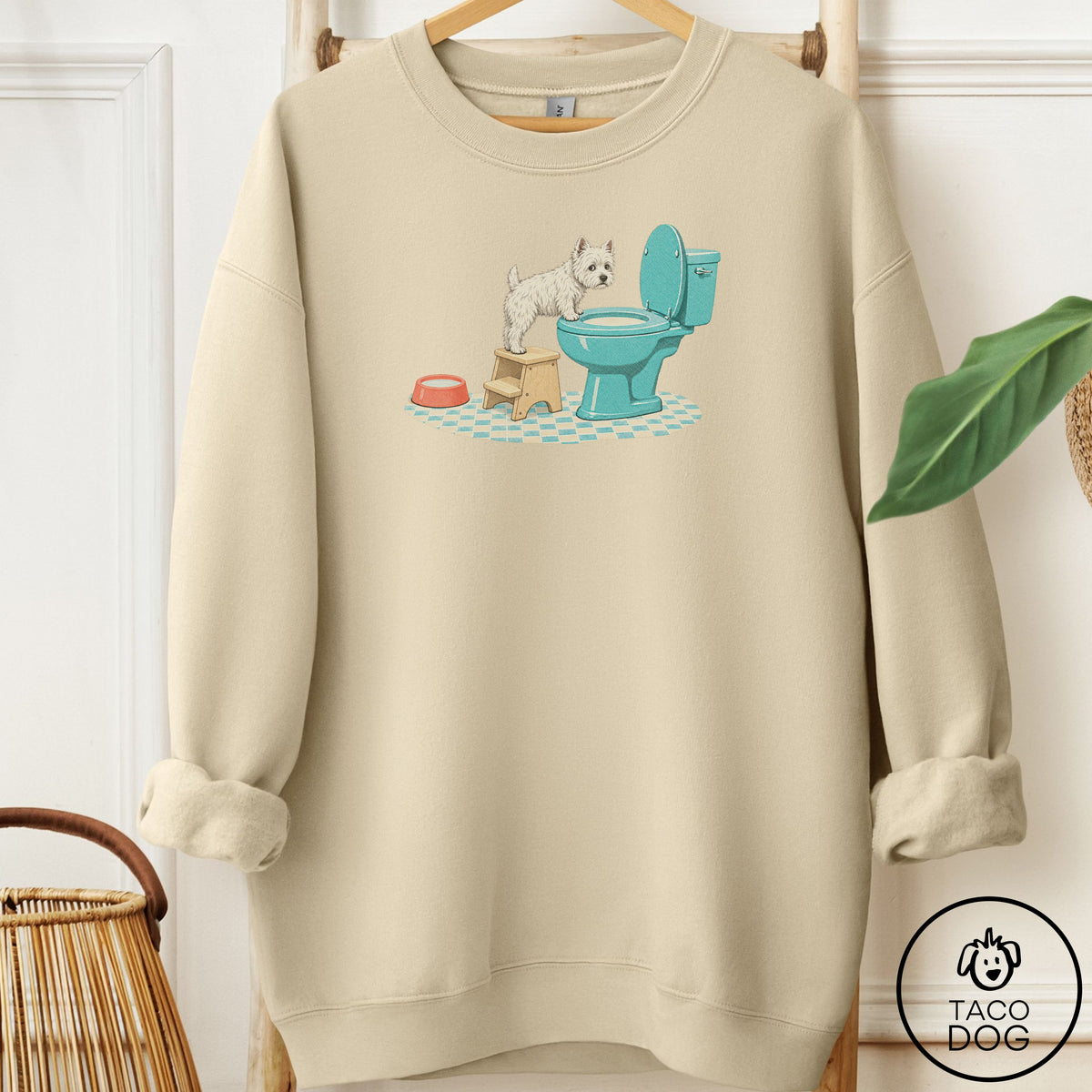 Westie Toilet Sweatshirt Sand Taco-Dog
