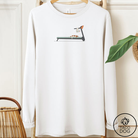 Cavalier King Charles Spaniel Treadmill Long Sleeve Tee White Taco-Dog