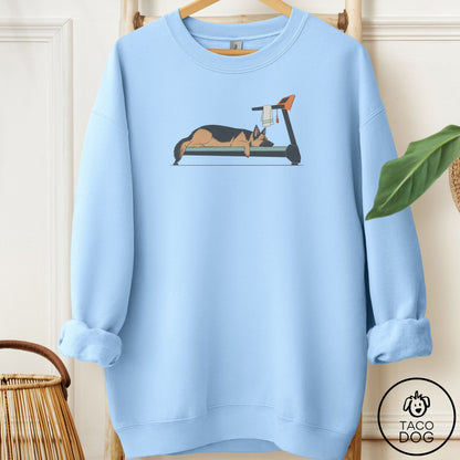 German Shepherd Treadmill Sweatshirt Light Blue Taco-Dog