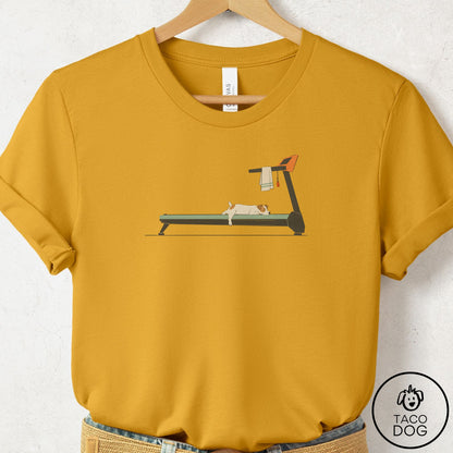 Jack Russell Treadmill T-Shirt Mustard Taco-Dog