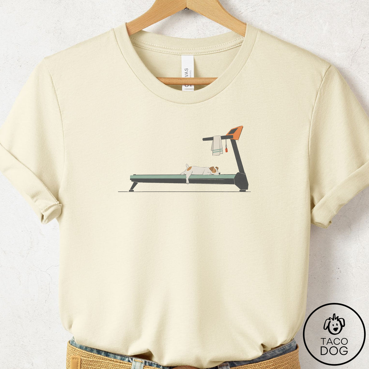 Jack Russell Treadmill T-Shirt Natural Taco-Dog