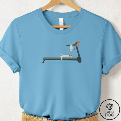 Jack Russell Treadmill T-Shirt Ocean Blue Taco-Dog