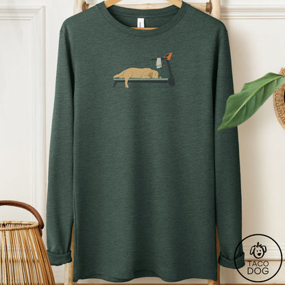 Labrador Retriever Treadmill Long Sleeve Tee Heather Forest Taco-Dog