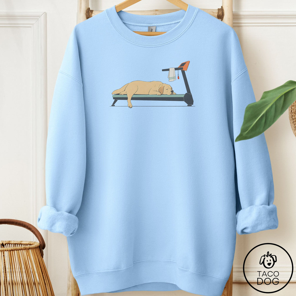 Labrador Retriever Treadmill Sweatshirt Light Blue Taco-Dog