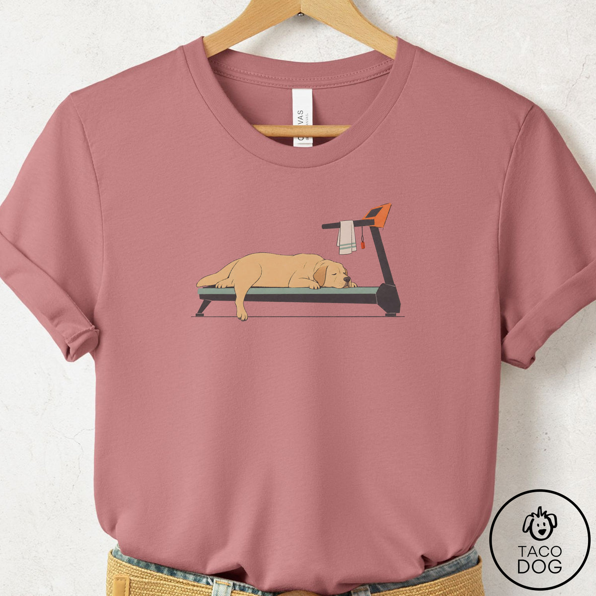 Labrador Retriever Treadmill T-Shirt Mauve Taco-Dog