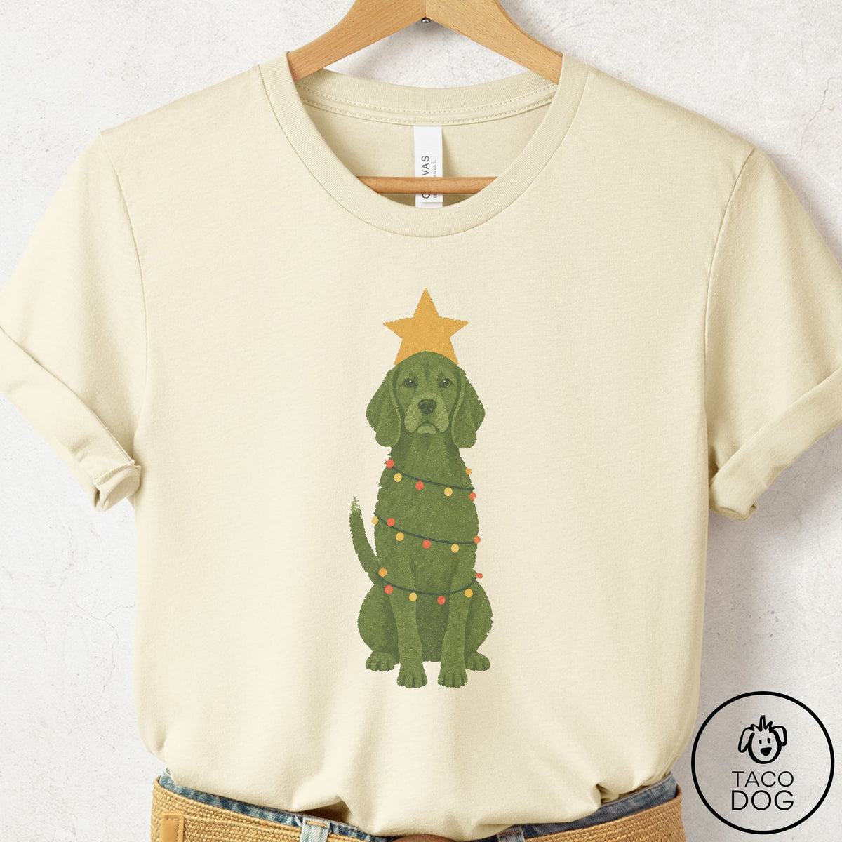 Beagle Christmas Tree T-Shirt, design close-up