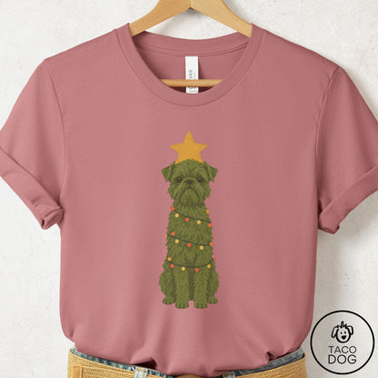 Brussels Griffon Christmas Tree T-Shirt Mauve Taco-Dog