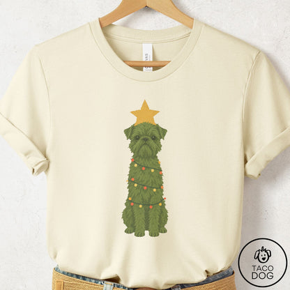 Brussels Griffon Christmas Tree T-Shirt Natural Taco-Dog