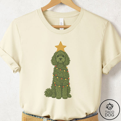 Cavapoo Christmas Tree T-Shirt Natural Taco-Dog