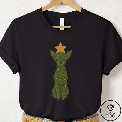 Chihuahua Christmas Tree T-Shirt Black Taco-Dog