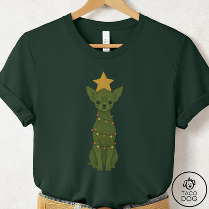 Chihuahua Christmas Tree T-Shirt Forest Taco-Dog