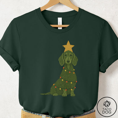 Dachshund Christmas Tree T-Shirt Forest Taco-Dog