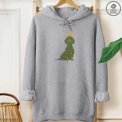 Dachshund Christmas Tree Hoodie Graphite Heather Taco-Dog