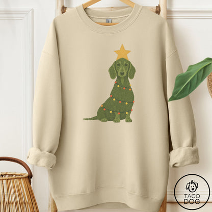 Dachshund Christmas Tree Sweatshirt Sand Taco-Dog