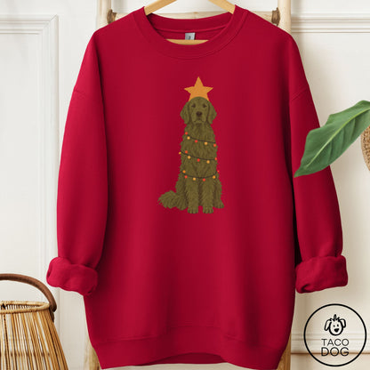 Golden Retriever Christmas Tree Sweatshirt Cardinal Red Taco-Dog
