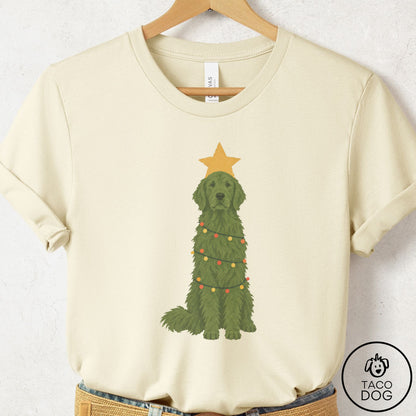 Golden Retriever Christmas Tree T-Shirt Natural Taco-Dog